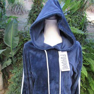 Women's/Juniors Sport Track Pullover Crop Jacket Fleece Navy Blue Size L/XL NEW